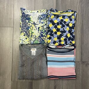 Talbots Shirts Tops Women's M Striped Floral Sequined Colorful Spring Bundle